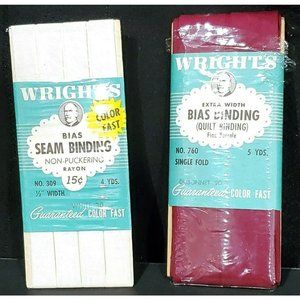 WRIGHT'S Bias Seam Binding Tape white & Extra Width Bias Quilt Binding VINTAGE